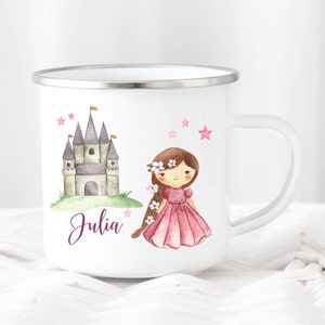 Children's mug Princess desired name watercolor enamel or ceramic mug personalized girls gift birthday