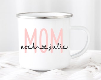 Tasse Emaille oder Keramik Mama mit Wunschnamen MOM Geschenk Muttertag