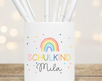 Pen holder ceramic rainbow school enrollment children's pencil box personalized school enrollment girls school desk