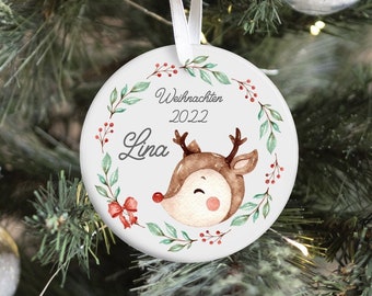 Christmas pendant personalized, deer, pendant ceramics, Christmas decorations Christmas tree decorations, Christmas ball