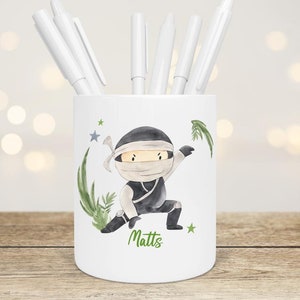 Pot à crayons en céramique ninja inscription scolaire boîte à crayons pour enfants inscription scolaire personnalisée bureau d'école pour garçon