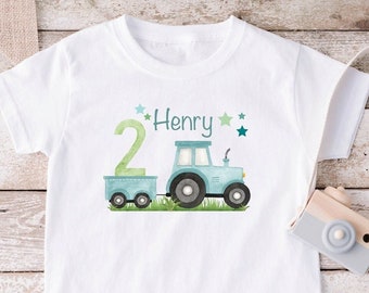 Iron-on picture or T-shirt tractor watercolor name birthday number long-sleeved shirt stars white or colored textiles
