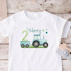 Iron-on picture or T-shirt tractor watercolor name birthday number long-sleeved shirt stars white or colored textiles