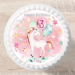 Cake topper unicorno fondente nome desiderato immagine zucchero diametro 20 cm