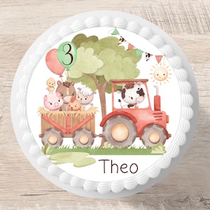 Cake topper trattore fondente nome desiderato 20 cm di diametro immagine di zucchero