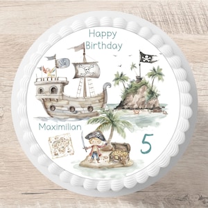 Topper per torta pirata fondente nome desiderato diametro 20 cm zucchero immagine compleanno compleanno pirata compleanno bambini
