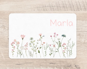 Place set wildflowers desired name girls placemat placemat name children flower meadow flowers