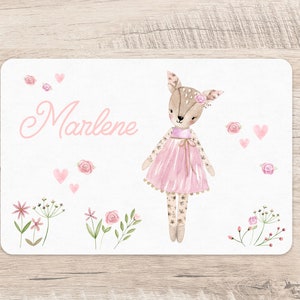 Platzset Reh Wunschname Mädchen Tischset Platzdeckchen Name Kinder