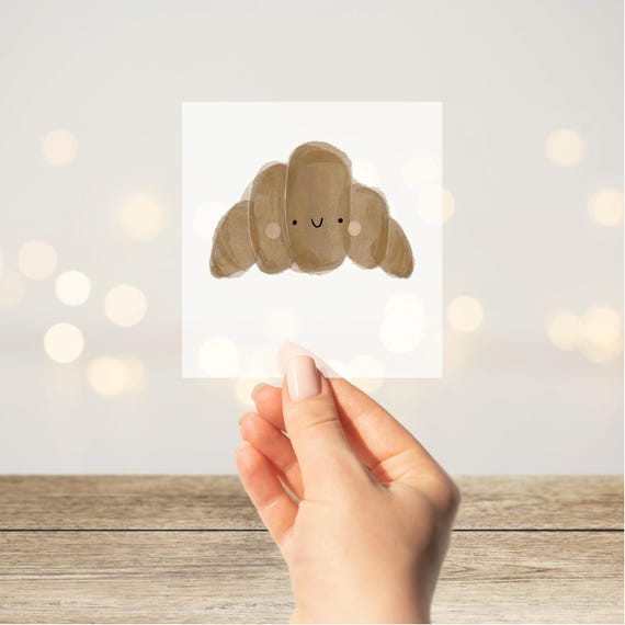 Bügelbild Croissant 7x10cm DIY DTF Folie dunkle UND helle Textilien Gesicht Junge Mädchen