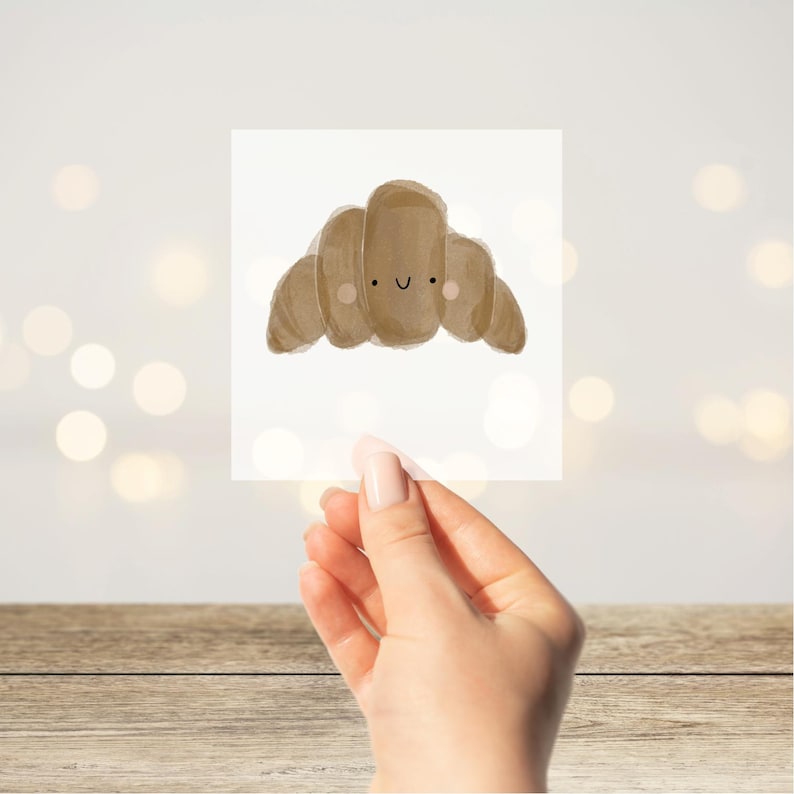Bügelbild Croissant 7x10cm DIY DTF Folie dunkle UND helle Textilien Gesicht Junge Mädchen bild 1