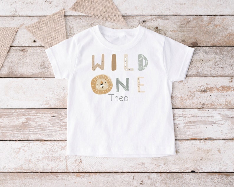 Bügelbild oder TShirt Wild One Name Geburtstagszahl Langarmshirt weiße oder farbige Textilien Mädchen Geburtstag TShirt erster Geburtstag Bild 1