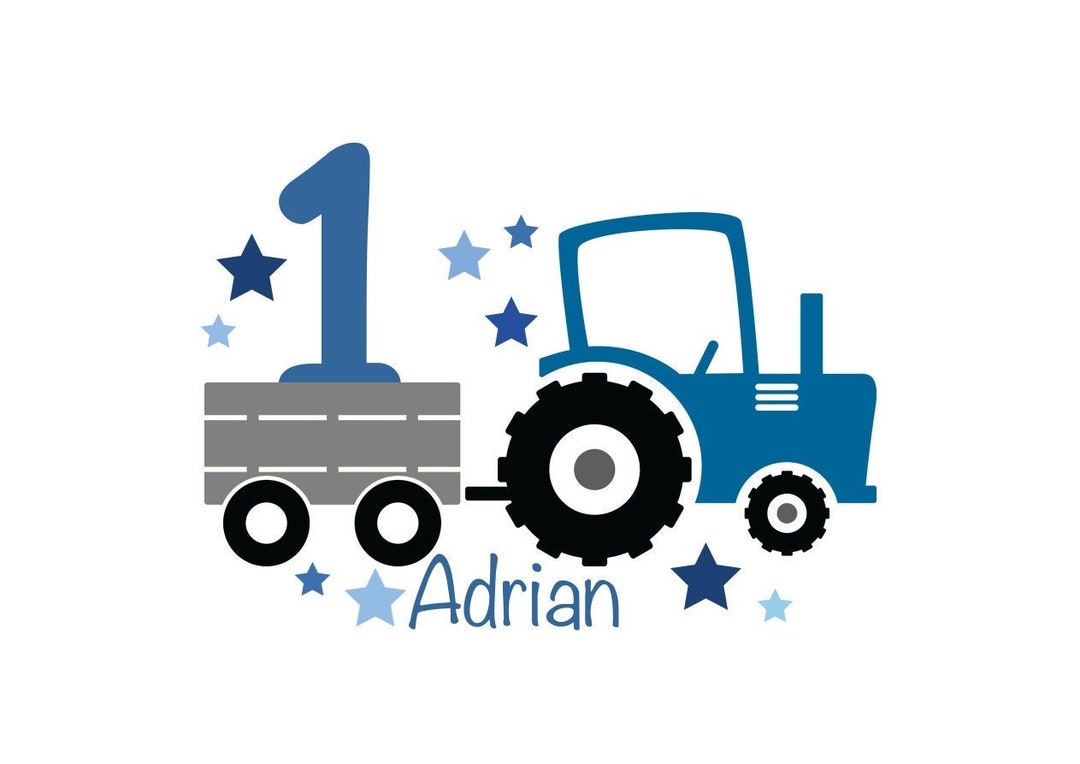 Ironing Picture Tractor Name Birthday Number White or Colored Etsy