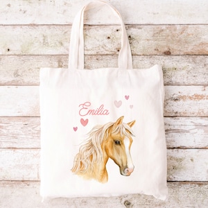 Sac pour enfants cheval marron clair nom souhaité sac en tissu personnalisé sac de sport sac à dos sac de sport sac pour enfants cadeaux pour les enfants