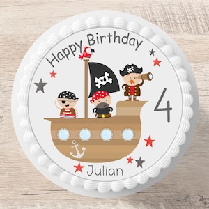 Cake topper pirata fondant nombre deseado imagen de azúcar imagen de pastel de barco pirata