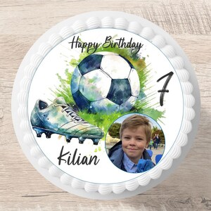 Cake topper calcio foto fondente nome desiderato diametro 20 cm zucchero foto ragazzo compleanno calcio calcio