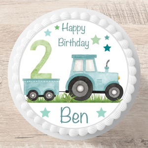 Cake topper trattore fondente nome desiderato immagine zucchero diametro 20 cm