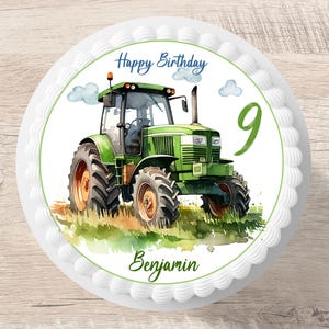 Cake topper trattore fondente nome desiderato immagine zucchero diametro 20 cm