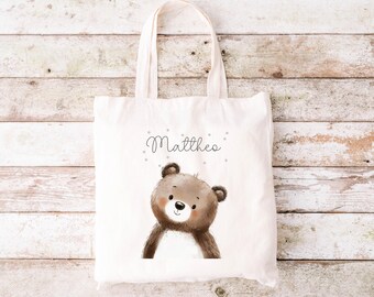 Personalized children's bag with a name and design, fabric bag, sports bag, children's bag, gift for children, mouse, car, dachshund
