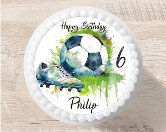 Tortenaufleger Fußball Fondant Wunschname 20 cm Durchmesser Zuckerbild Junge Geburtstag Soccer Football