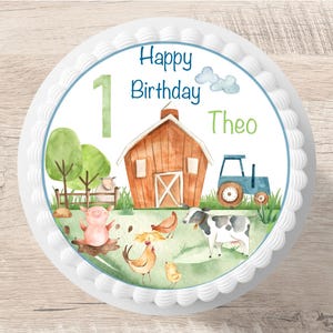 Cake topper fattoria fondente nome desiderato diametro 20 cm
