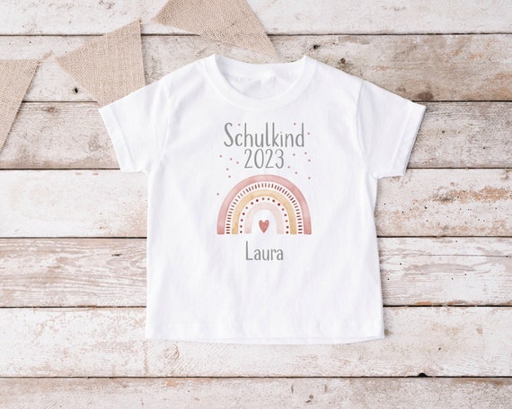 T-shirt Name Beginning - Year White Child Long-sleeved Beginners Rainbow of Etsy School School Israel School Day 1st School