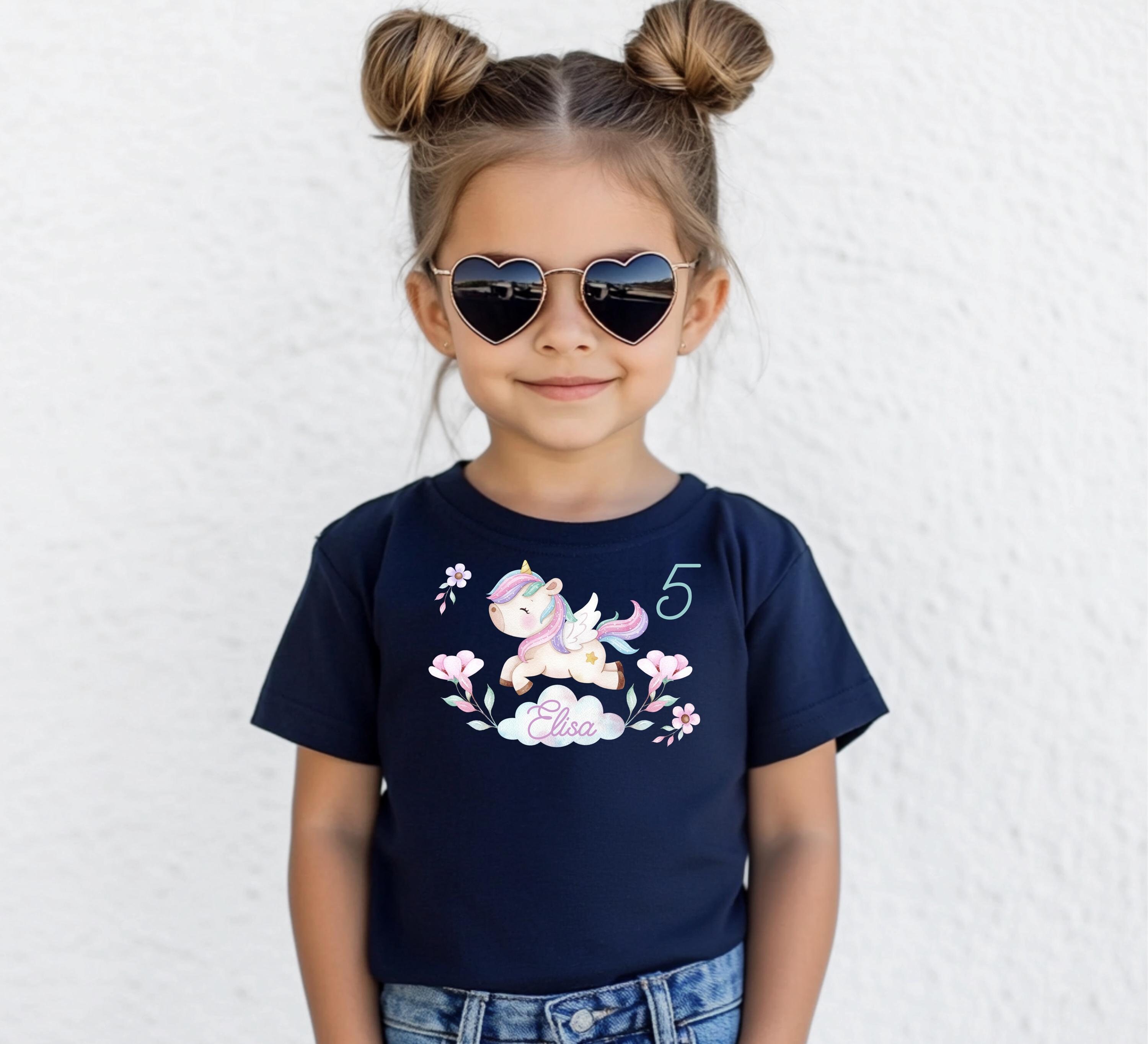 Camiseta Unicornio Cumpleaños Camiseta manga corta o larga personalizada  cumpleaños niña Unicornio flores rosa gris blanco azul oscuro - Etsy México, image size:3000x2727