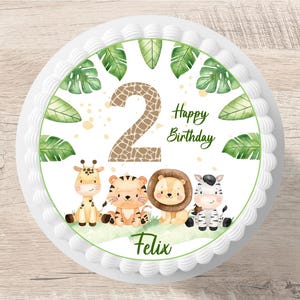 Cake topper giungla fondente nome desiderato diametro 20 cm safari nella giungla