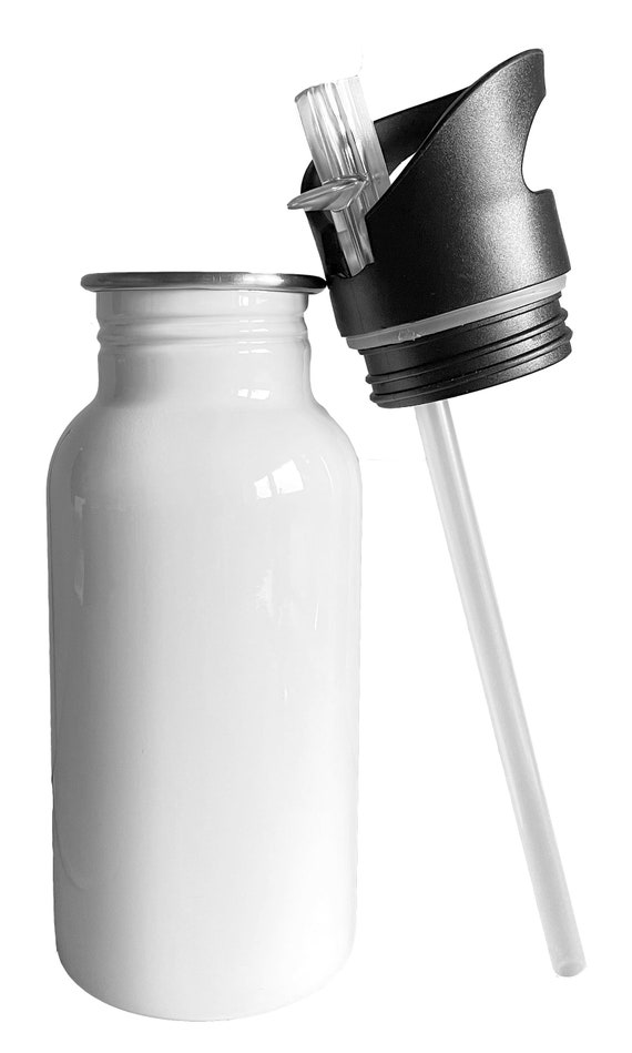 Trinkflasche Edelstahl mit Strohhalm Bagger Sterne Wunschname Aquarell Kindergarten - Schule - Sport