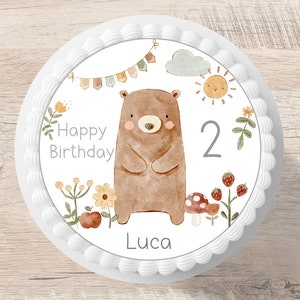 Topper per torta orsetto fondente nome desiderato 20 cm diametro immagine di zucchero immagine di torta ragazza
