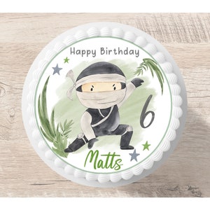 Topper per torta Ninja fondente nome desiderato 20 cm diametro zucchero immagine escavatore torta immagine compleanno bambini ragazzo ragazza