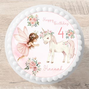 Topper per torta fata unicorno fondente nome desiderato 20 cm diametro immagine di zucchero immagine torta ragazza
