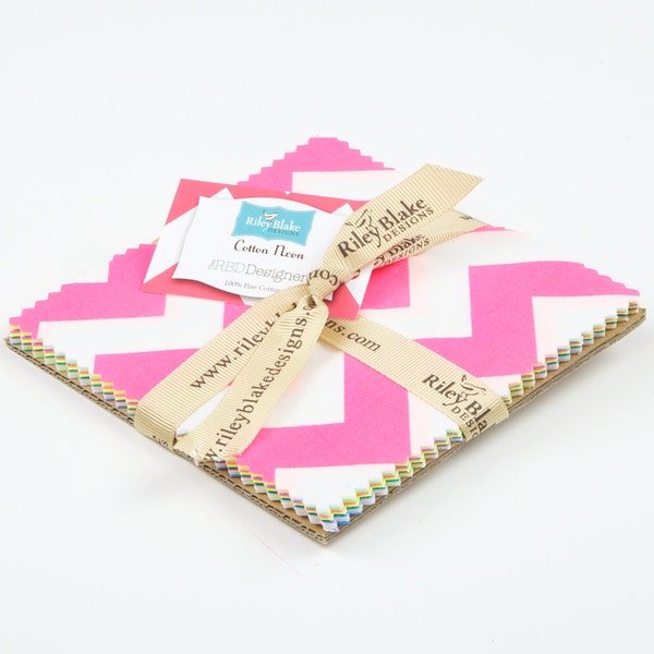 Neon- Chevron Dot Solid- 5 Inch Charm Pack -Riley Blake Stackers- Precut Fabric