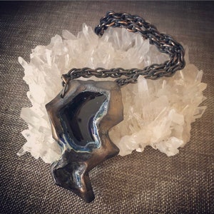 Copper Blue Ceramic Landscape Statement Necklace