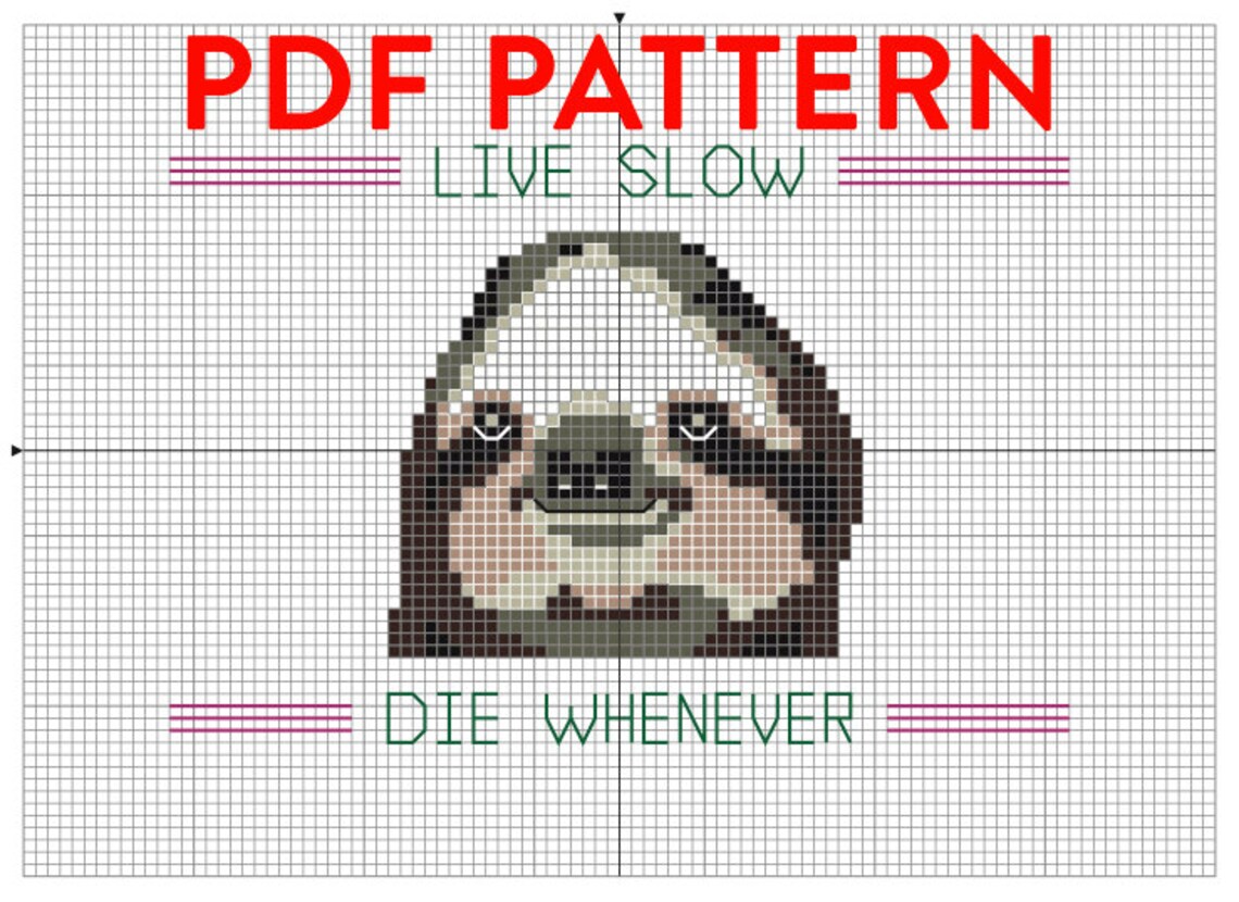PDF PATTERN Sloth Cross Stitch | Etsy