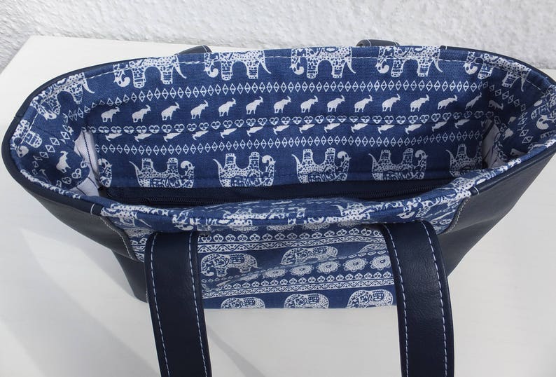 Elephant Fabric Handbag Elephant Tote Bag Summer Fashion Elephant Gift for Women Elephant Fabric Elephant Zippered Tote Bag