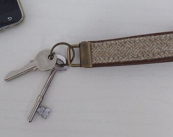 Fabric  Wrist Keyfob, Wool Anniversary Gift, 7th Anniversary Gift, Gifts Under 10, Wristlet Key Fob, Key Fob for Women, Wool Gift for Women