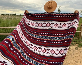 Alpaca Wool Blanket | Christmas Gift Idea | Southwestern Decor |Native Throw Blanket | Wool Blanket Washable | Cozy Queen Size Blanket