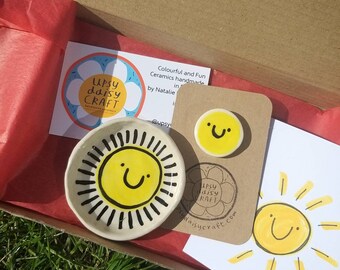 Happy Postal Box - Sunshine Little Dish and Brooch