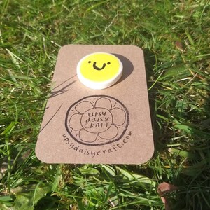 Handpainted Ceramic Brooch Happy Smiley Sunshine Face Small image 6