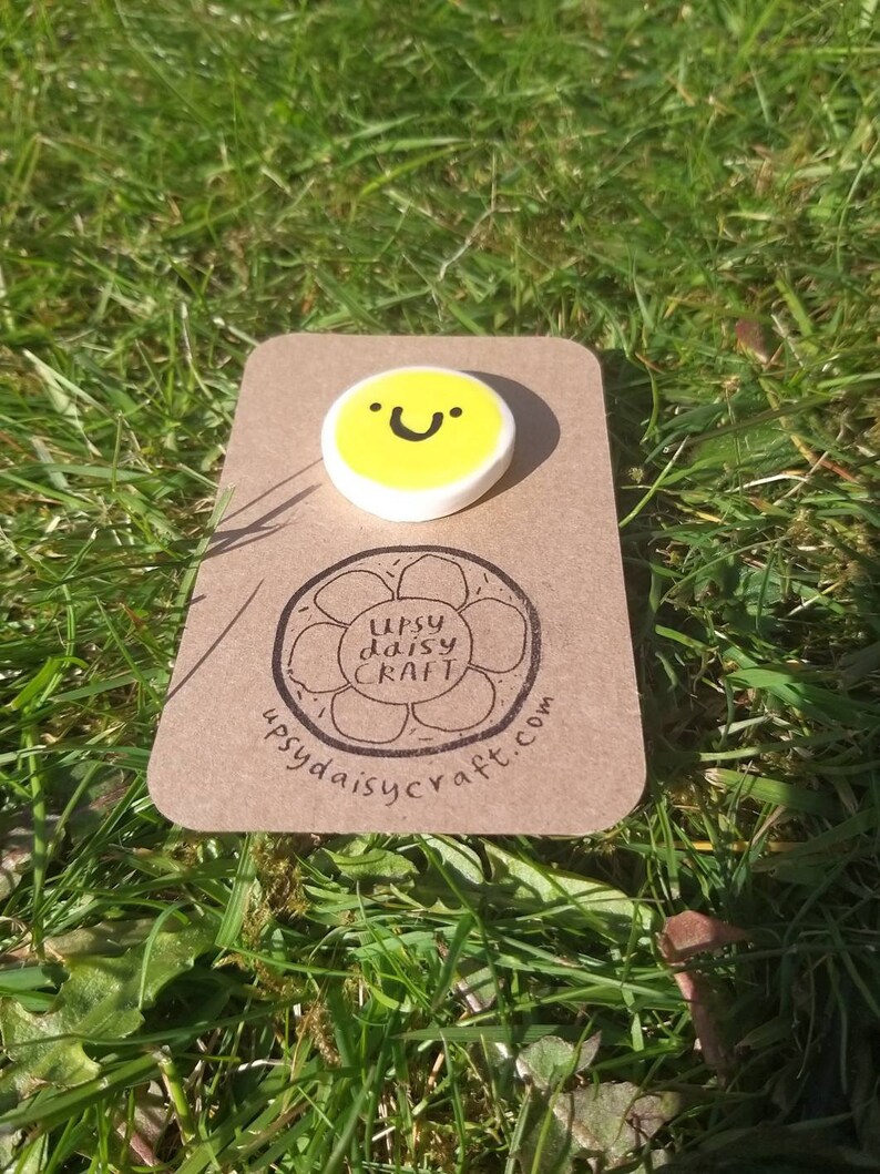 Handpainted Ceramic Brooch Happy Smiley Sunshine Face Small image 6