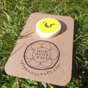 Handpainted Ceramic Brooch Happy Smiley Sunshine Face Small image 4