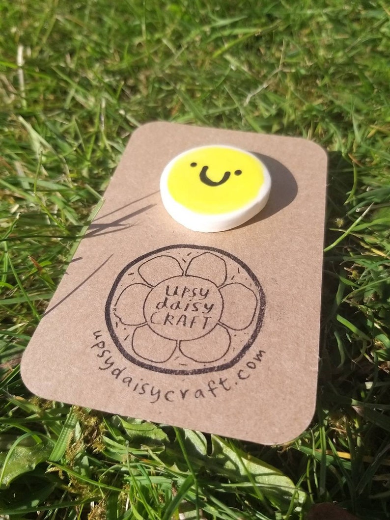 Handpainted Ceramic Brooch Happy Smiley Sunshine Face Small image 4