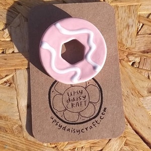 Ceramic Party Ring Biscuit Brooch - pink or yellow
