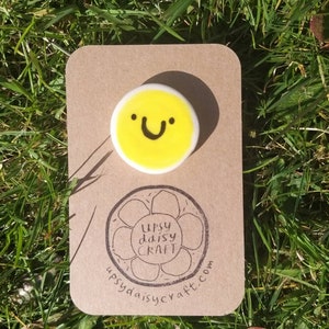 Handpainted Ceramic Brooch Happy Smiley Sunshine Face Small image 7