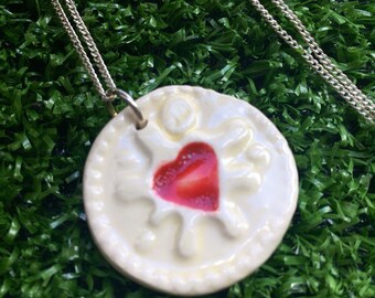 Ceramic Biscuit  Necklace -  Mini Jammy Dodger