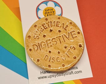 Ceramic Digestive Biscuit Brooch