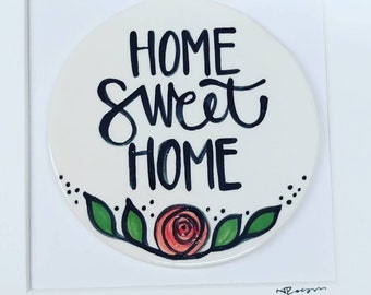 Ceramic handpainted Home Sweet Home  - framed