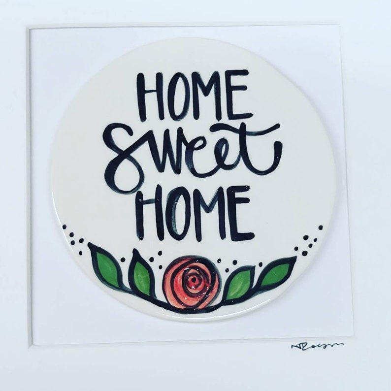 Ceramic handpainted Home Sweet Home framed image 1