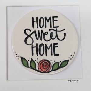 Ceramic handpainted Home Sweet Home framed image 2