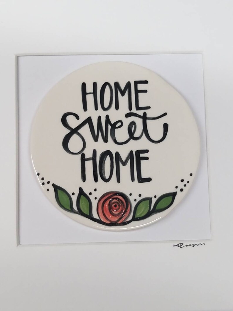 Ceramic handpainted Home Sweet Home framed image 2